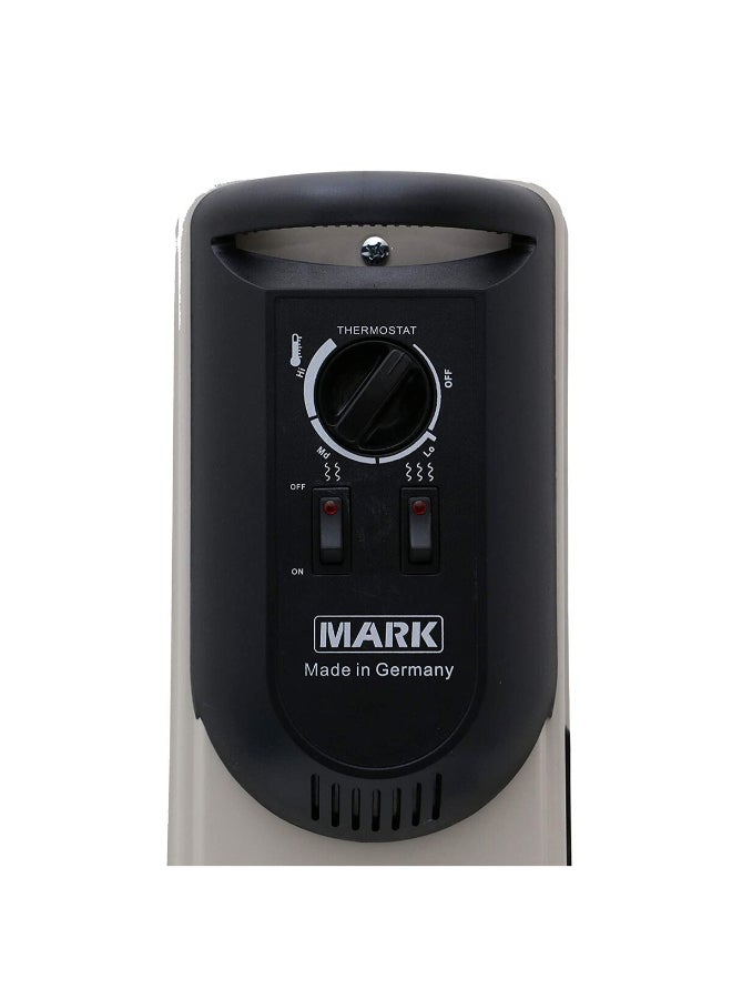 MARK 1500W 7-Fins Portable Ergonomic Design Electric Oil Filled Space Heater White 50 x 17 x 68 cm MAV1507 - Image 3